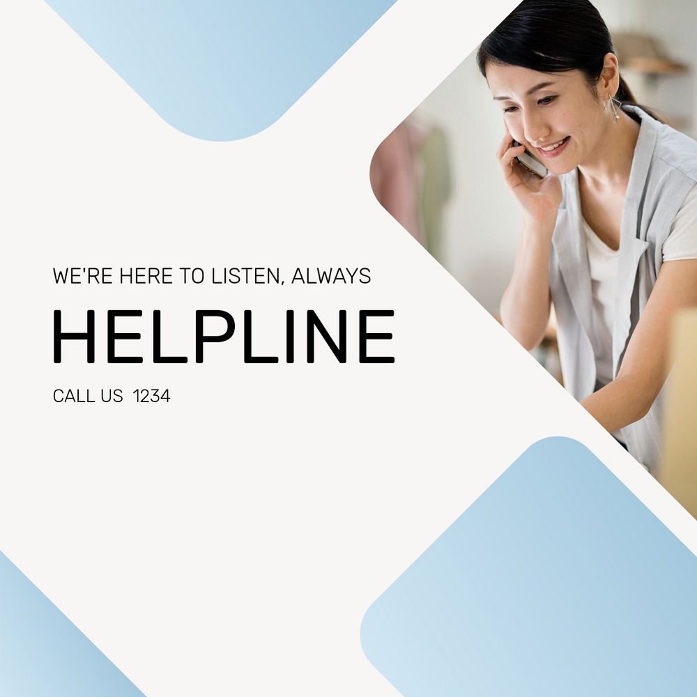 Helpline Instagram post template, editable design