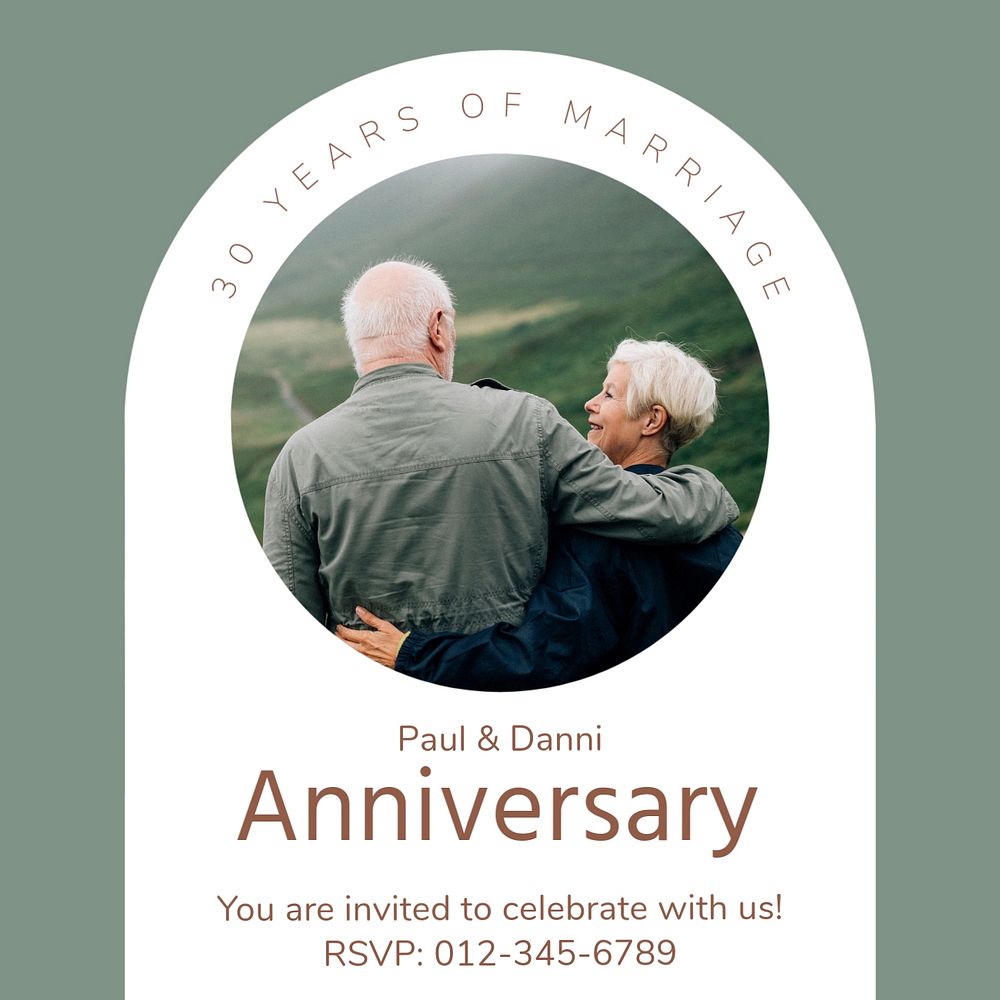 Marriage anniversary Instagram post template, editable design