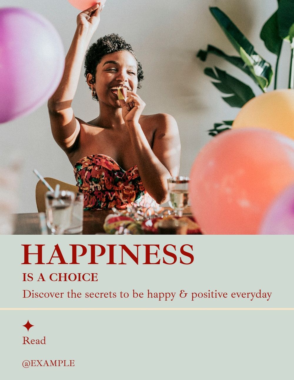 Happiness & positivity flyer template, editable text & design