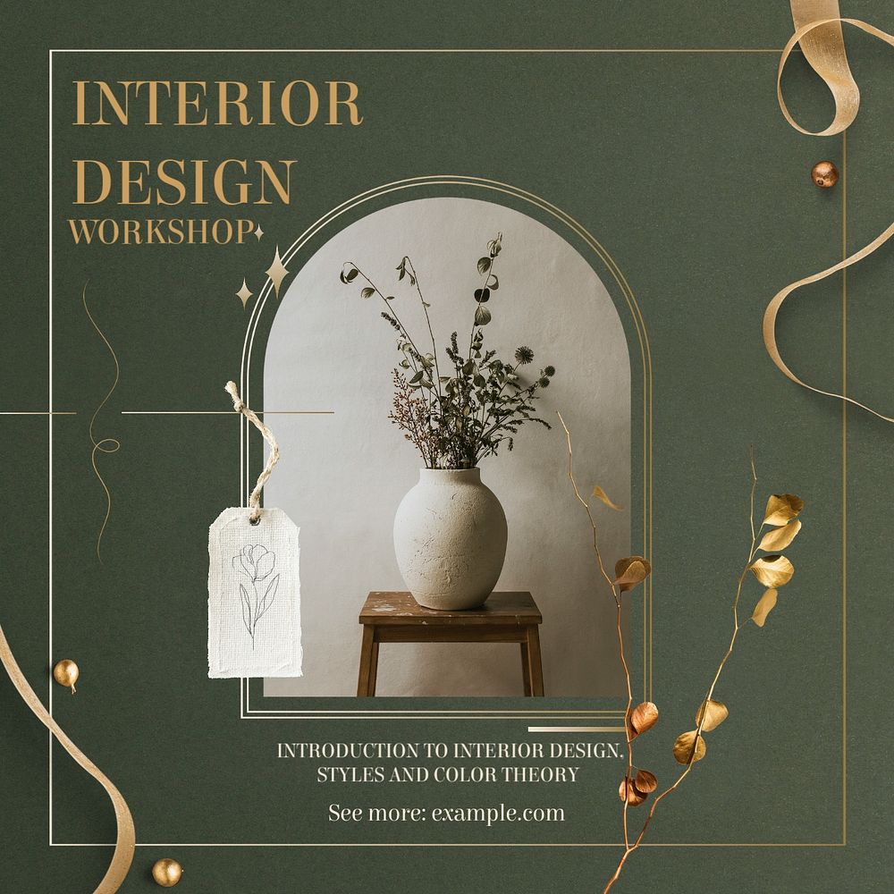 Interior design workshop Instagram post template, editable design