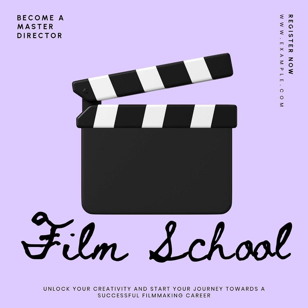 Film school Instagram post template, editable text