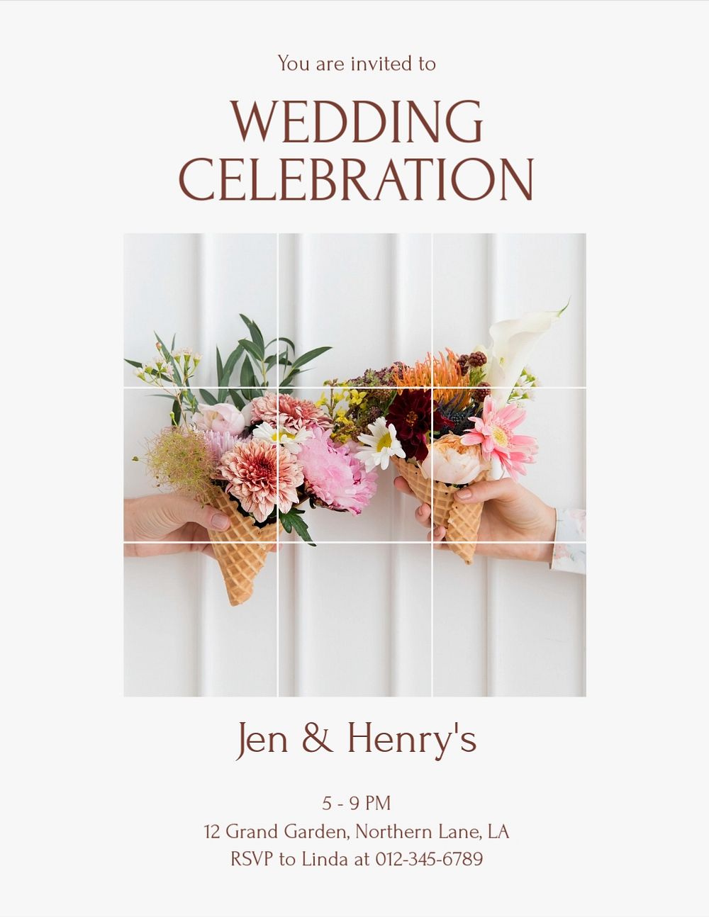 Wedding celebration flyer template, editable text & design