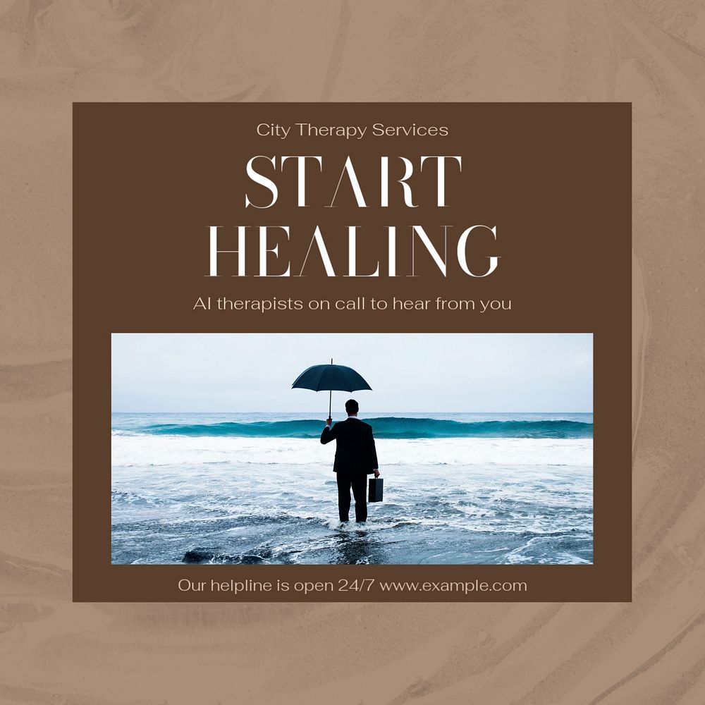 Healing Instagram post template, editable social media design