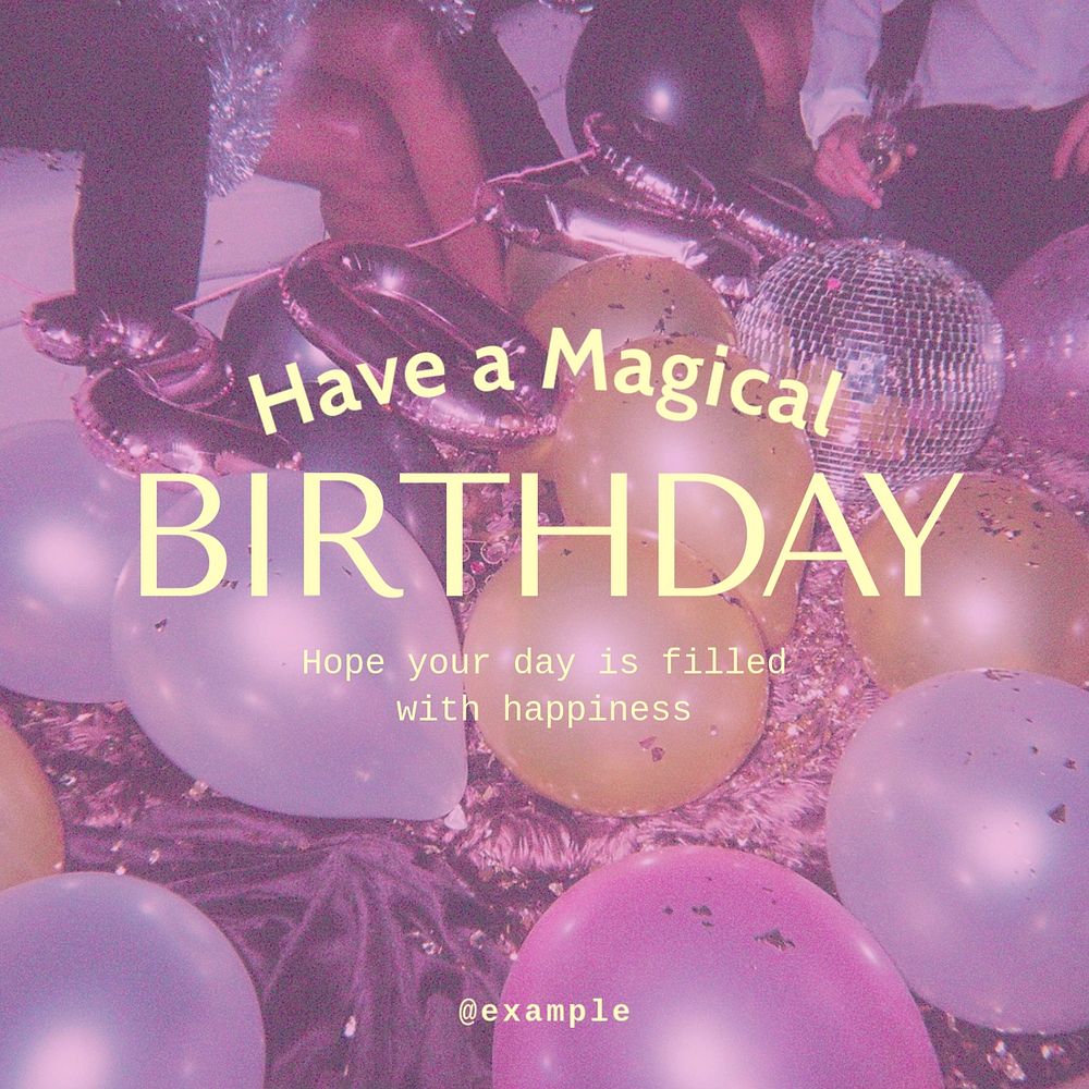 Birthday wish Instagram post template, editable design