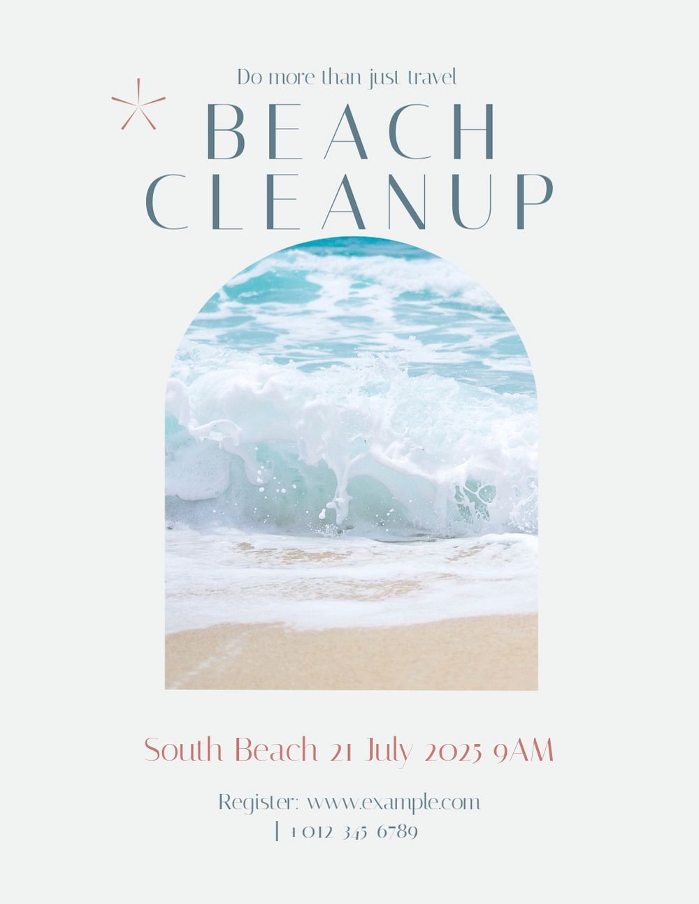 Beach cleanup flyer template, editable text & design