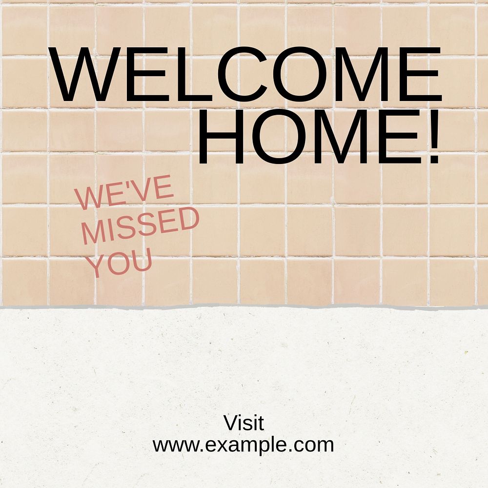 Welcome home Instagram post template, editable text