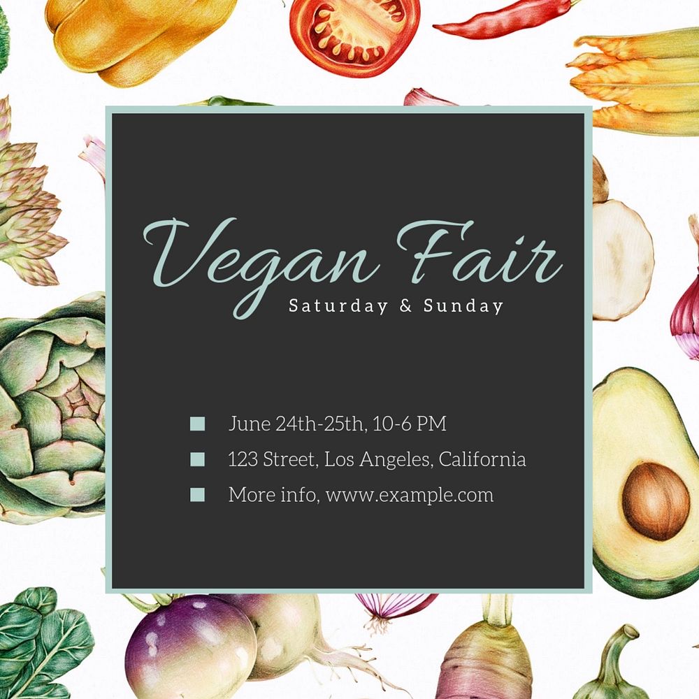 Vegan fair Instagram post template, editable design