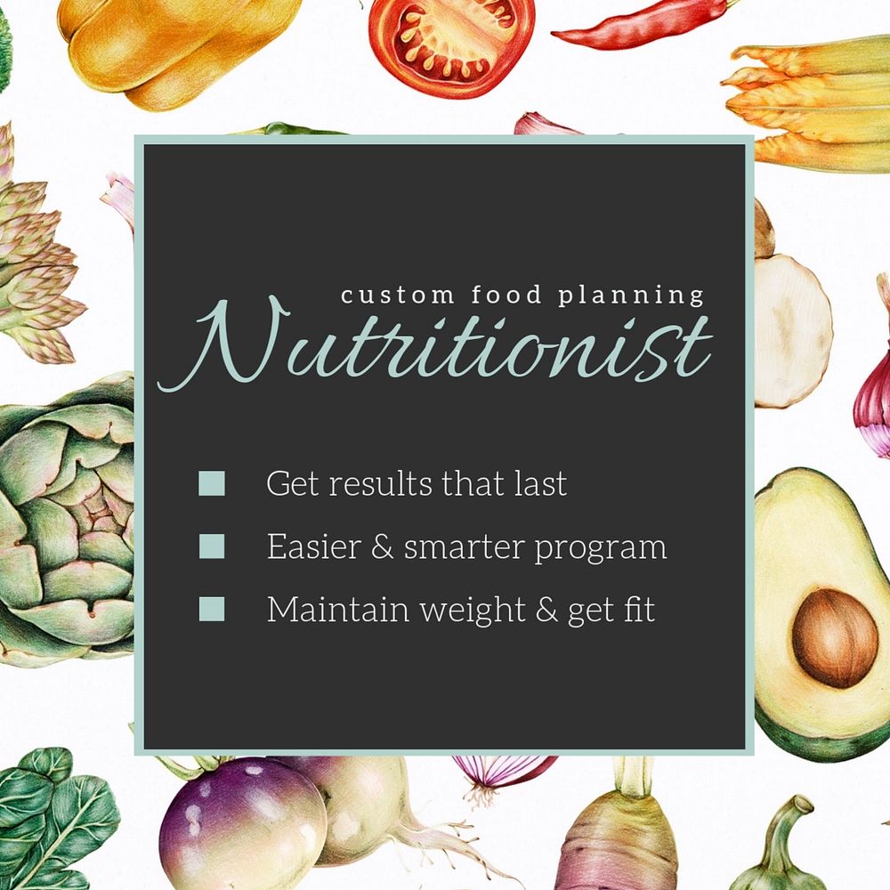 Nutritionist Instagram post template, editable design