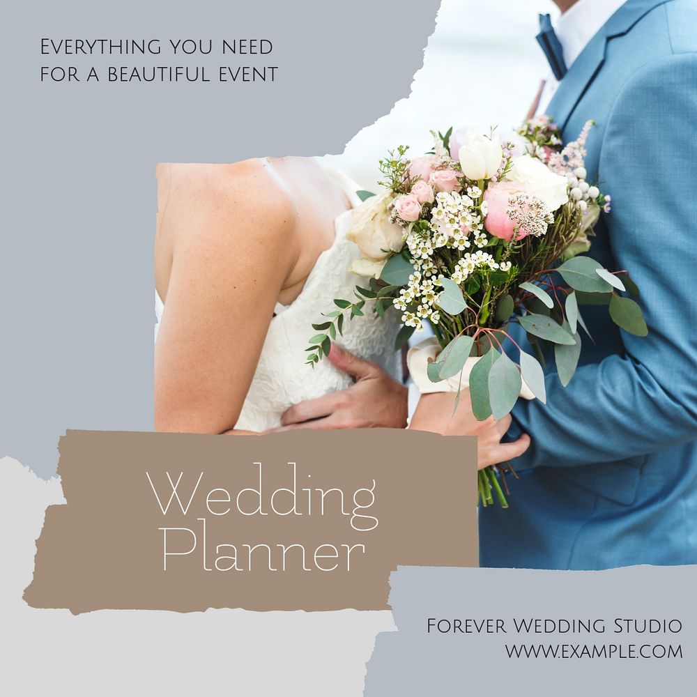 Wedding planner Instagram post template, editable design