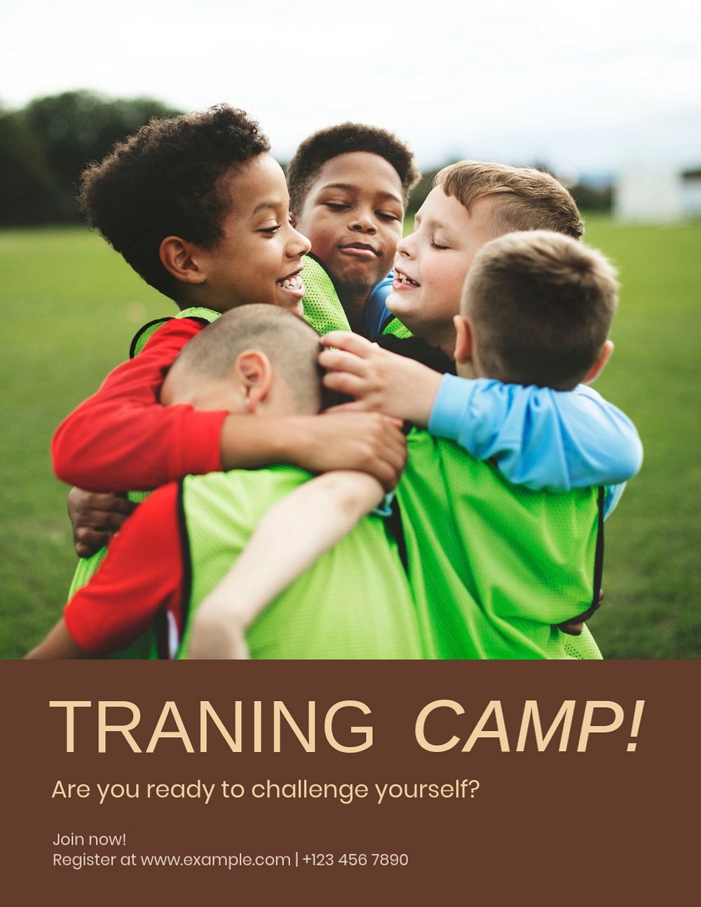 Training camp flyer template, editable text & design