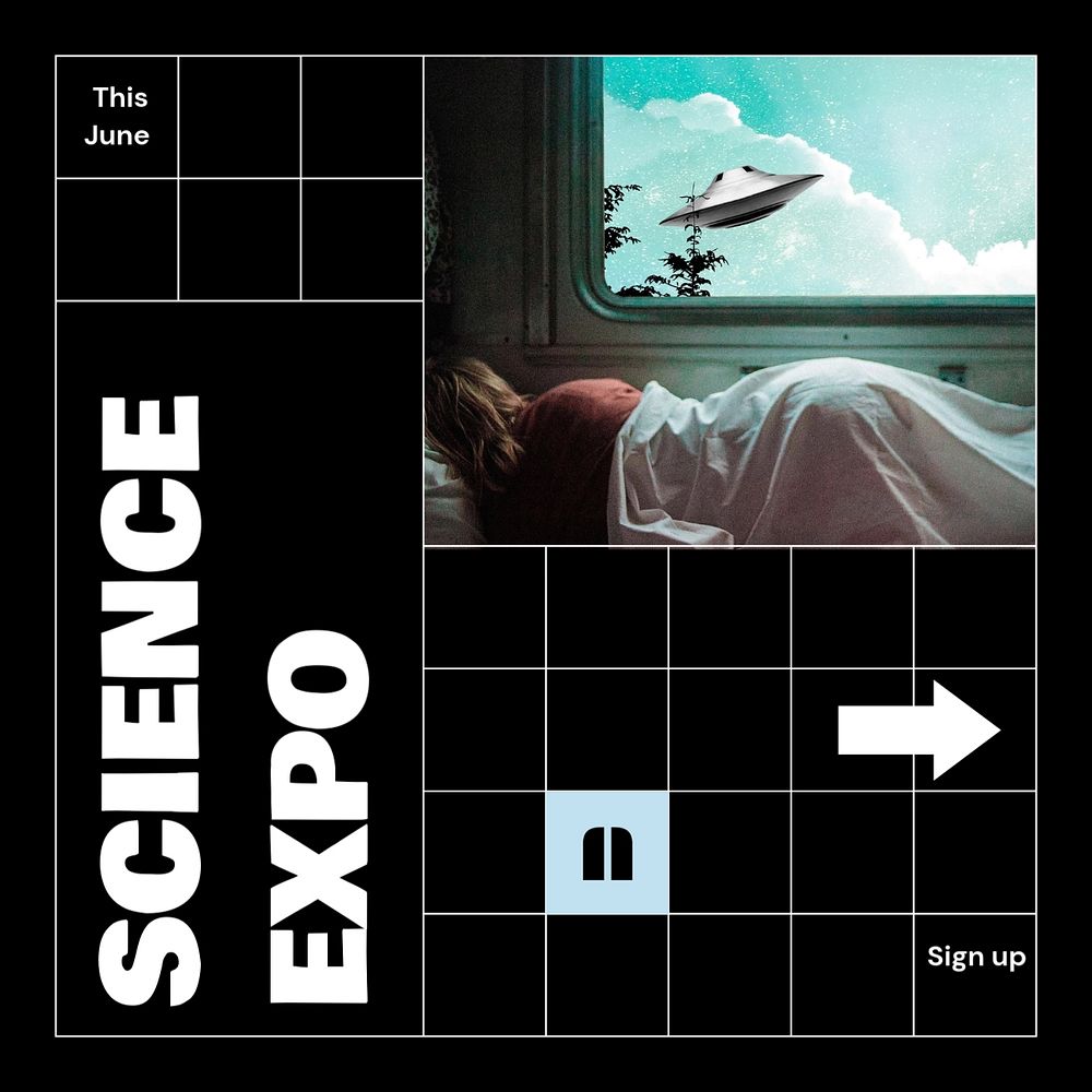 Science expo Instagram post template, editable text