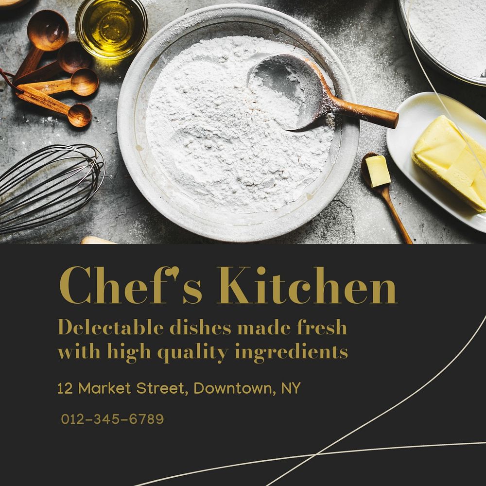 Chef's kitchen Instagram post template, editable social media design