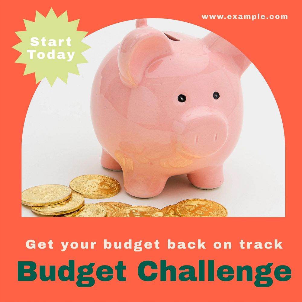 Budget challenge Instagram post template, editable design