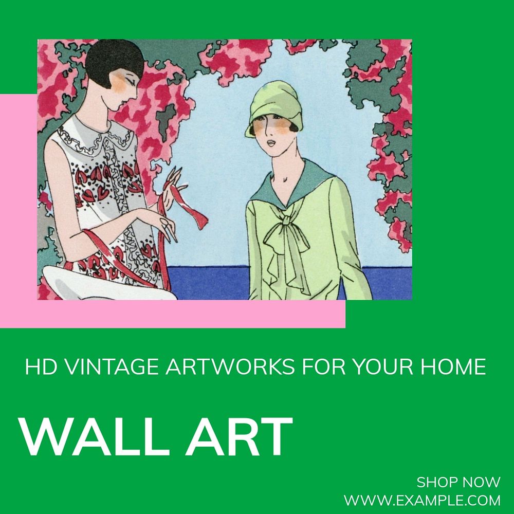 Wall art Instagram post template, editable design