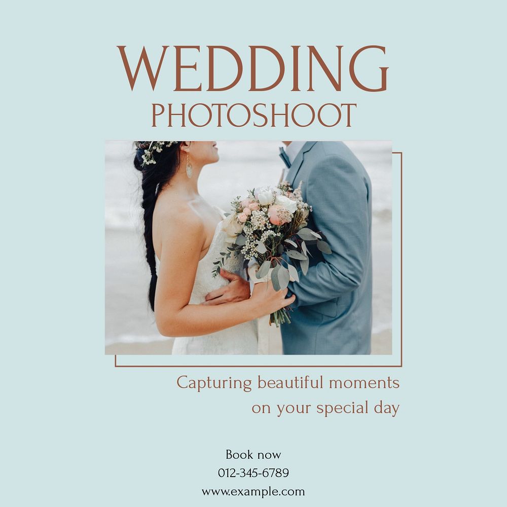 Wedding photoshoot Instagram post template, editable design