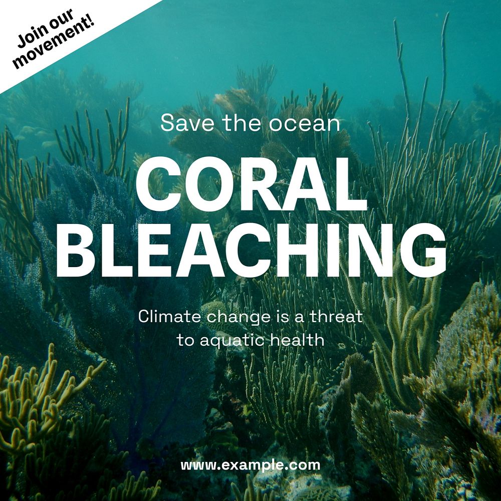 Coral bleaching Instagram post template, editable text