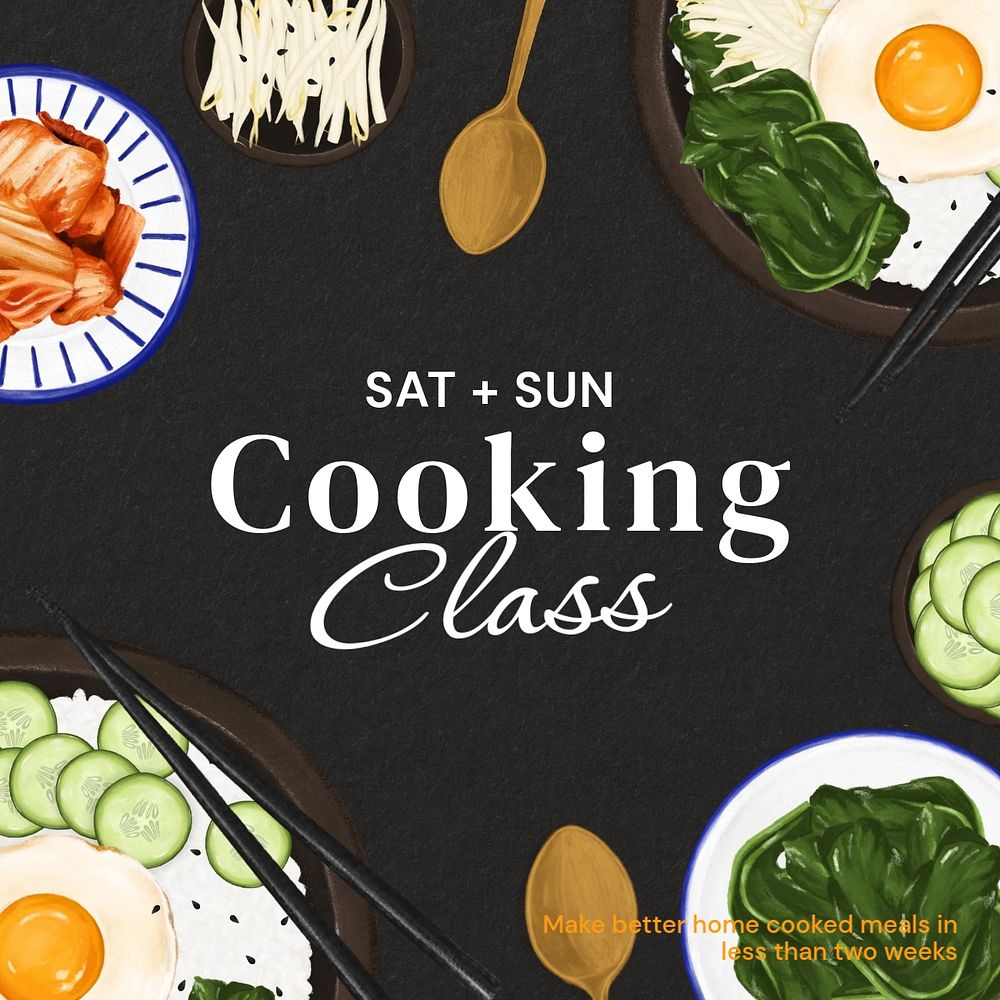 Cooking class Instagram post template, editable text