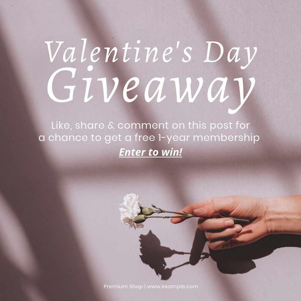 Valentine's day giveaway Instagram post template, editable text