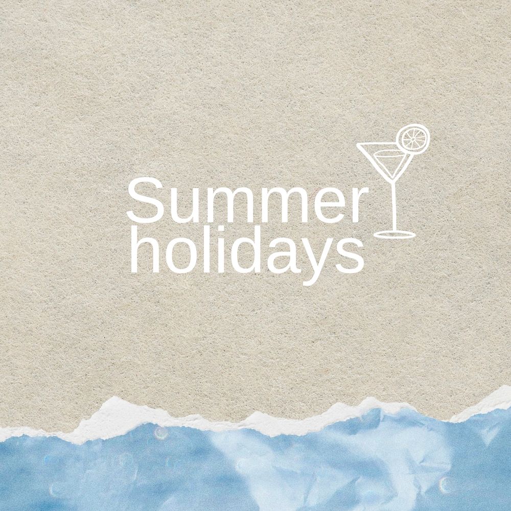 Summer holidays Instagram post template, editable text