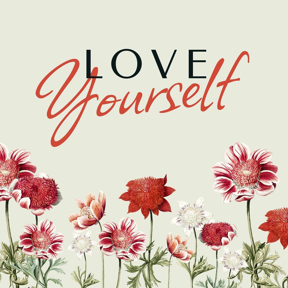 Love yourself Instagram post template, editable text