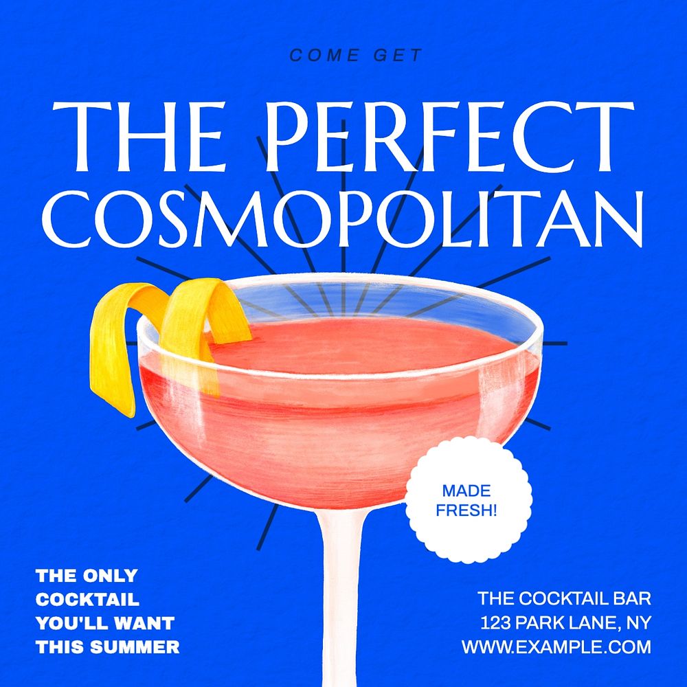 Cosmopolitan cocktail Instagram post template