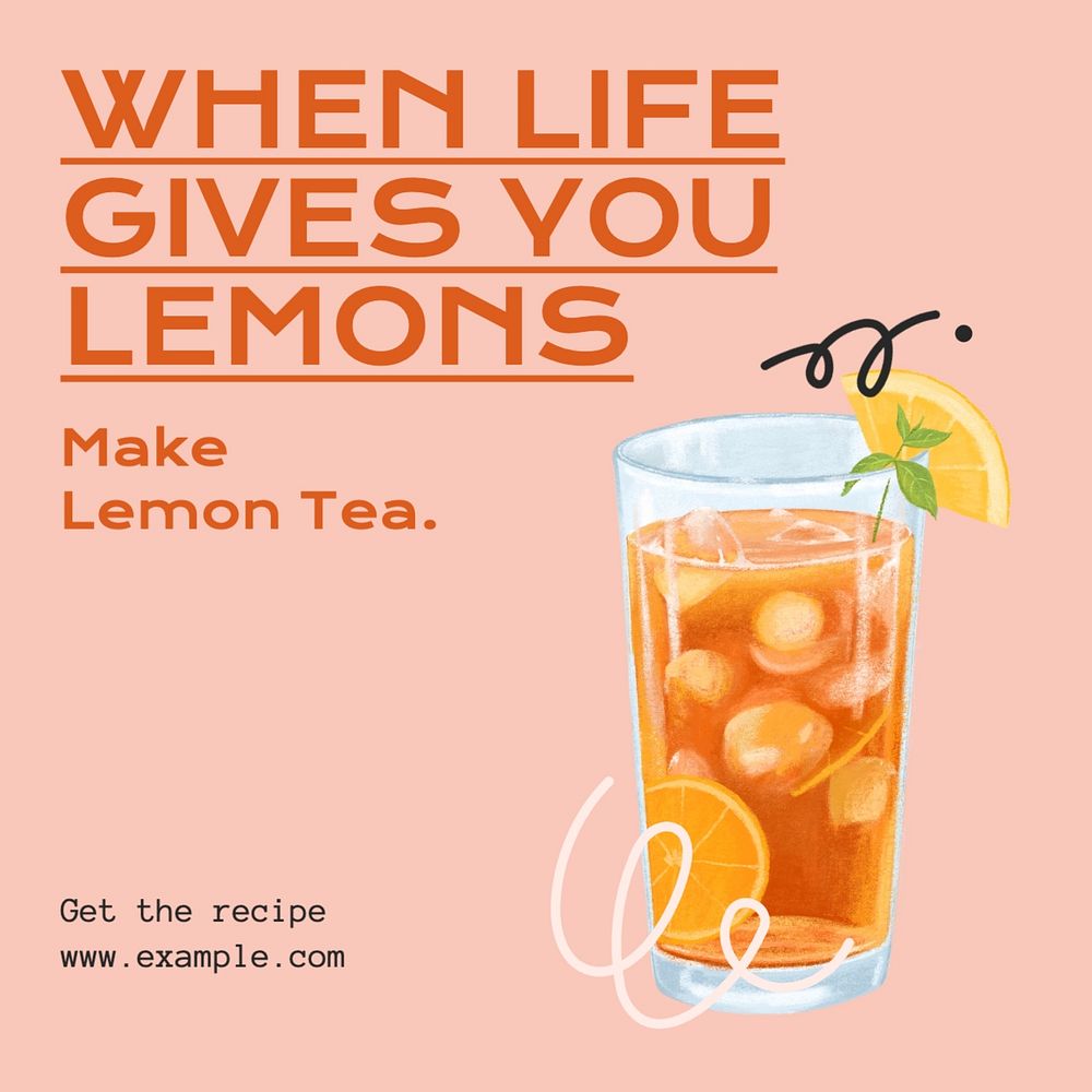 Lemon tea recipe Instagram post template