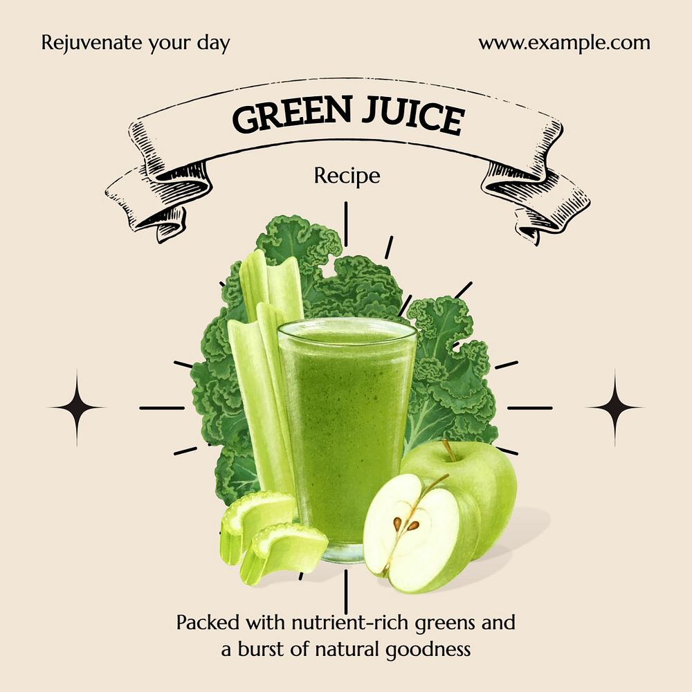 Green juice recipe Instagram post template