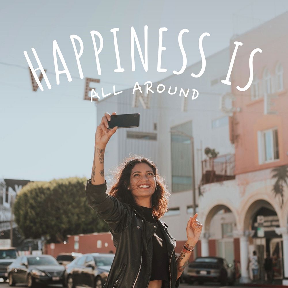 Happiness Instagram post template, editable design