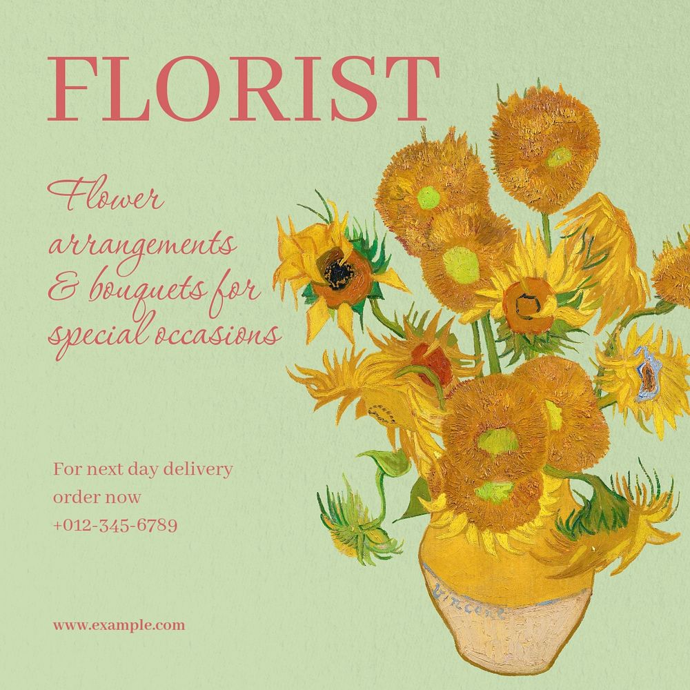 Florist Instagram post template, editable text