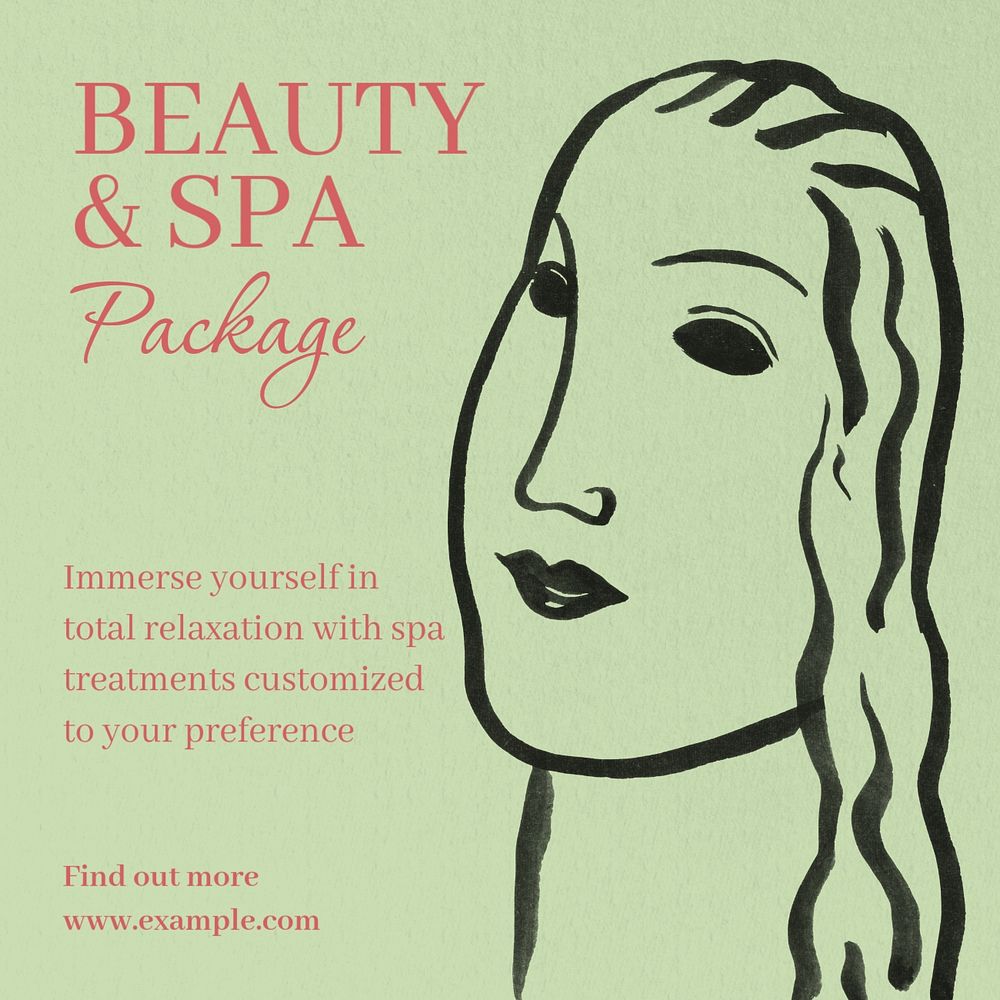 Beauty spa package Instagram post template, editable text