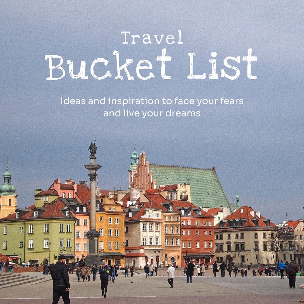 Bucket list Instagram post template, editable design