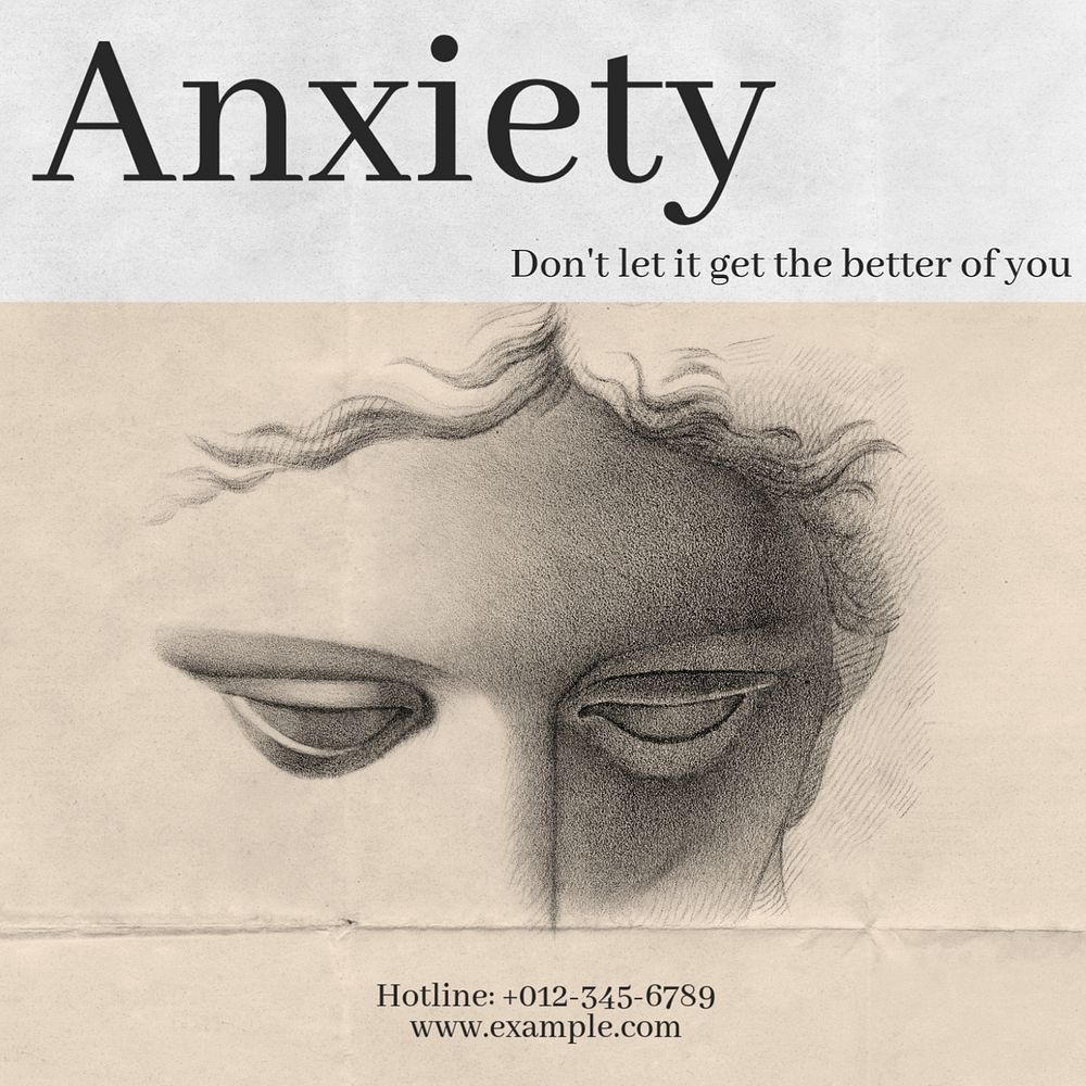 Anxiety hotline Instagram post template, editable text