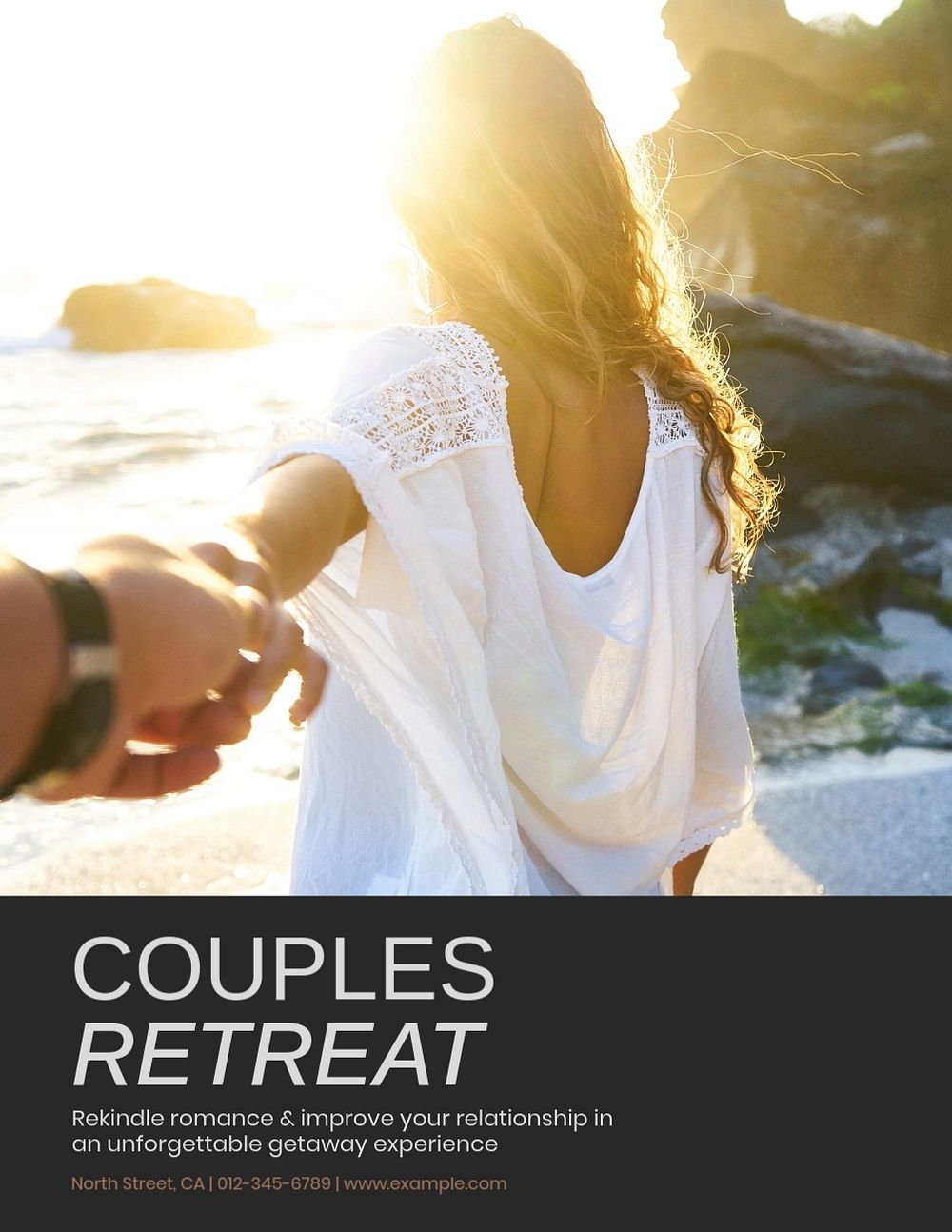 Couples retreat & getaway flyer template, editable text & design