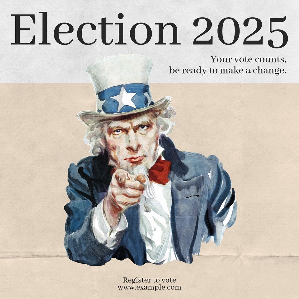 Election & voting Instagram post template, editable text