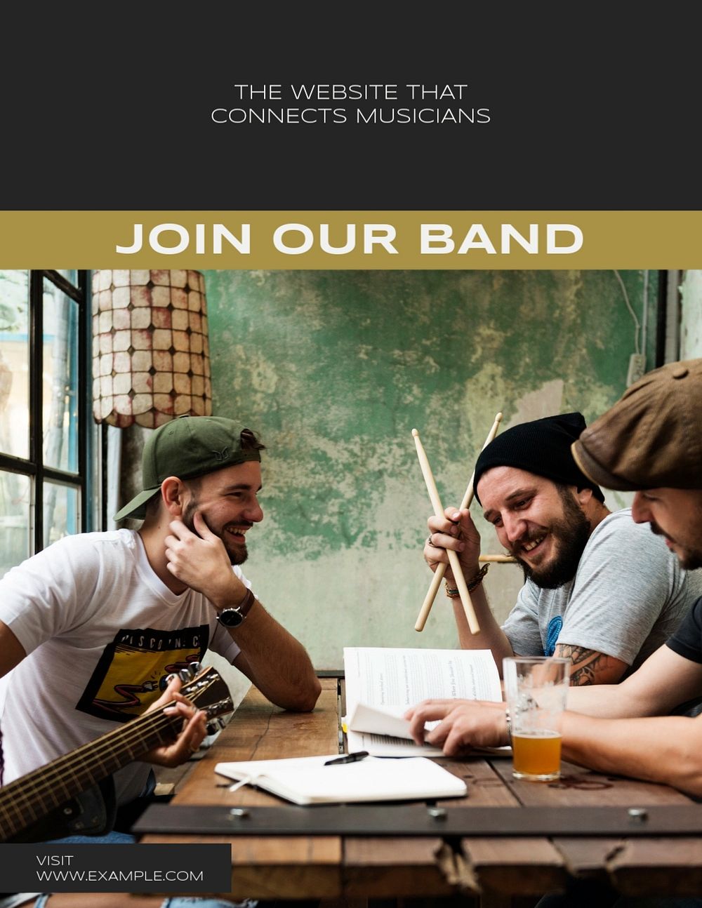 Join our band flyer template, editable text & design