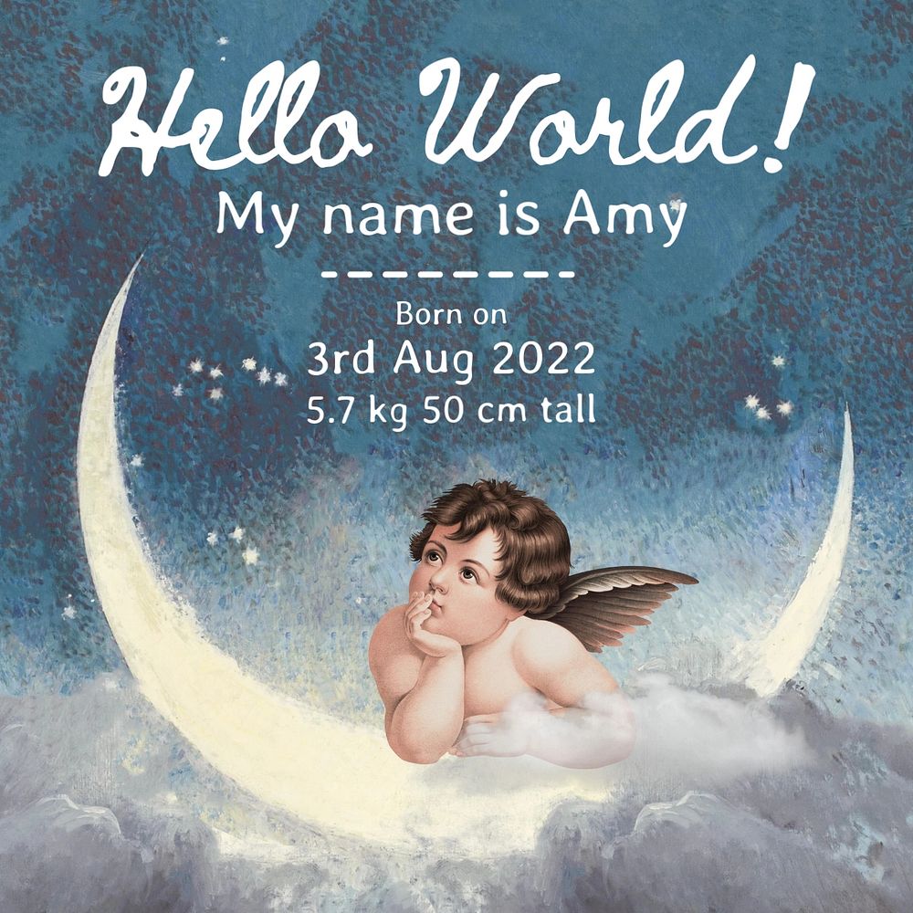 Baby born Instagram post template, editable text