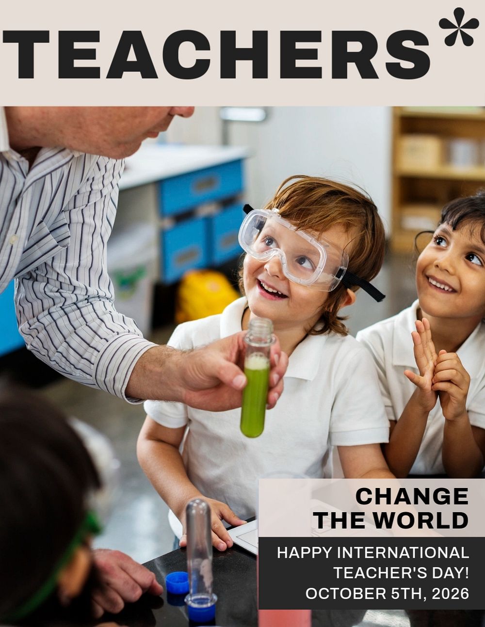 Teacher day flyer template, editable text & design