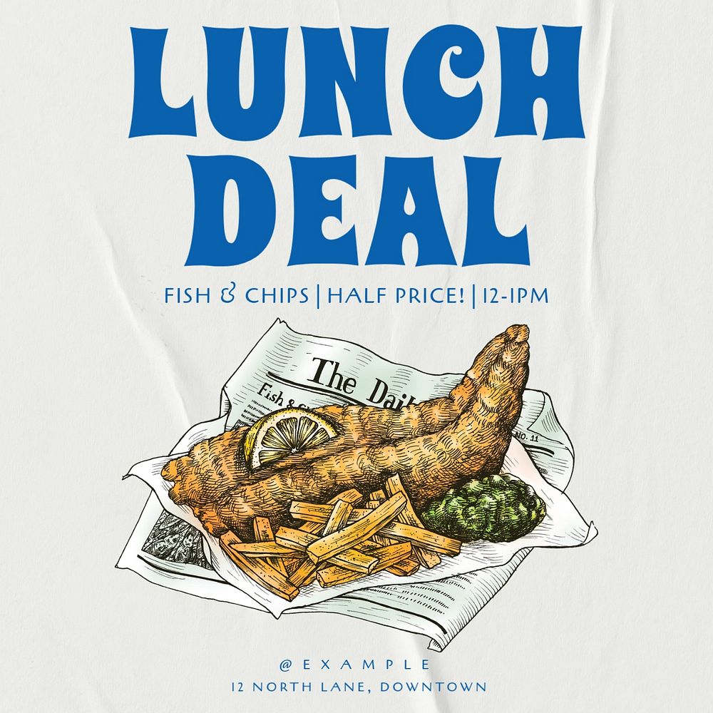 Lunch deal Instagram post template, editable text