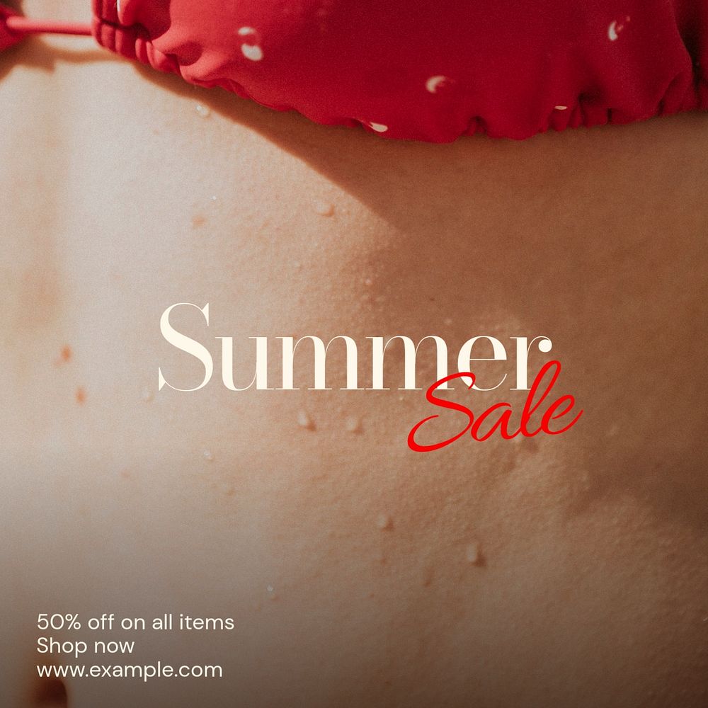 Summer sale post template, editable social media design