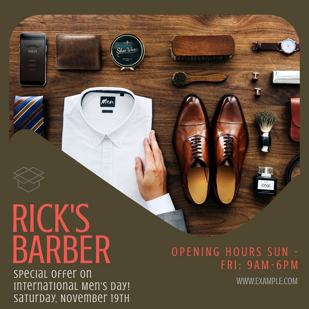 Barber shop Instagram post template, editable text