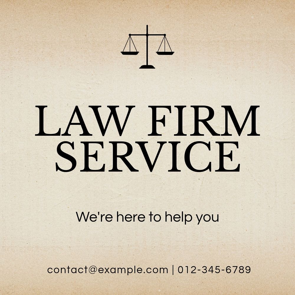 Law firm service Instagram post template, editable design