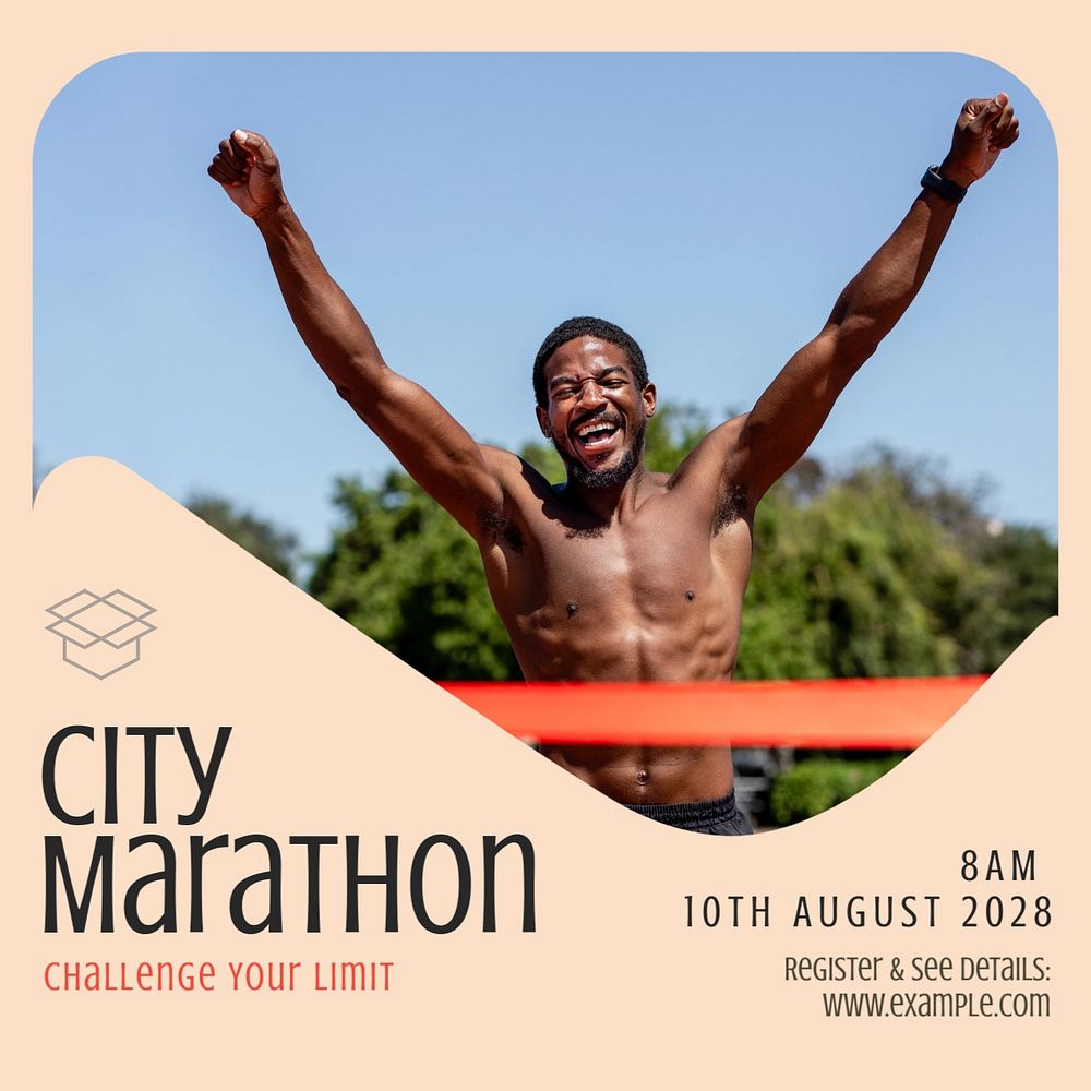 City marathon Instagram post template, editable text