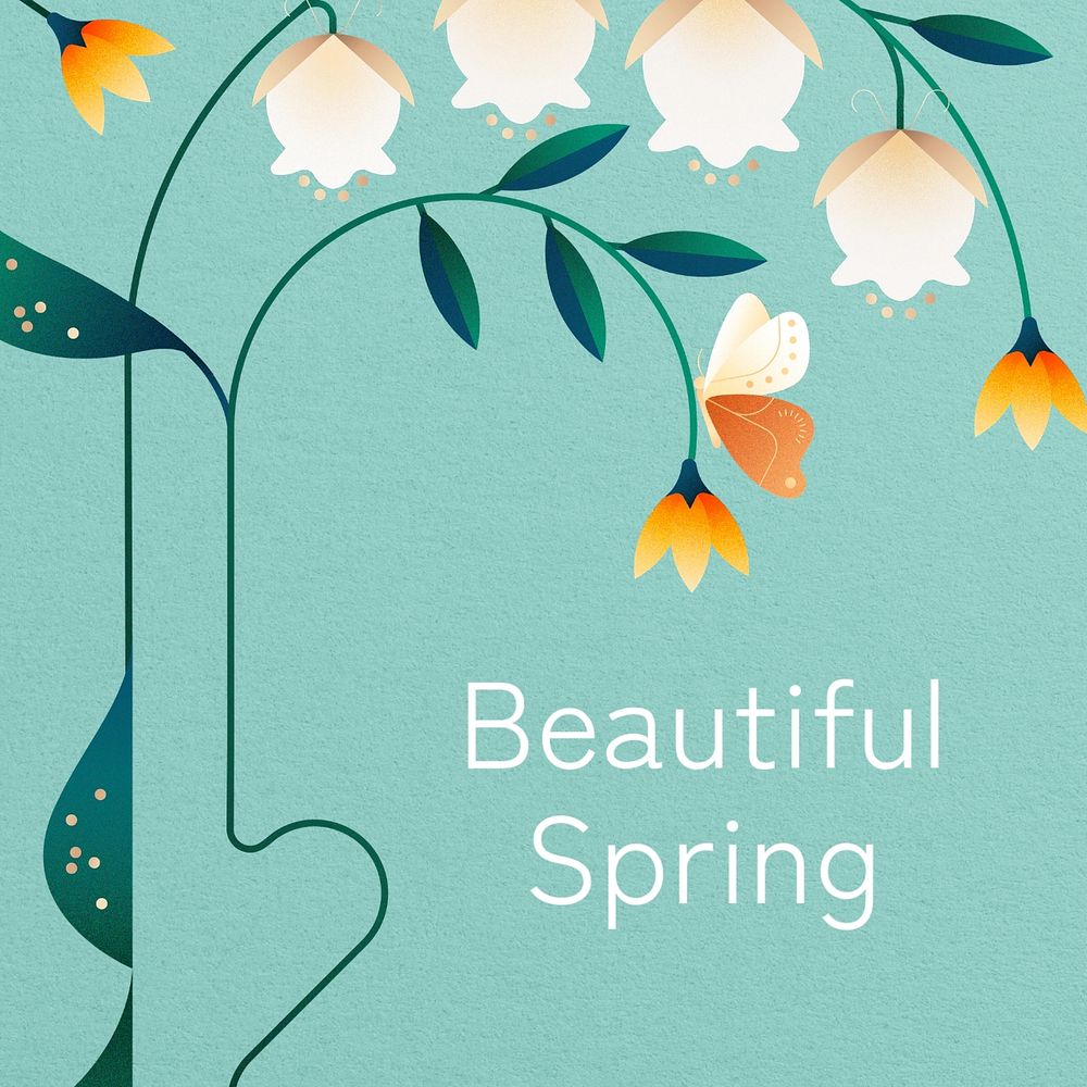 Beautiful spring Instagram post template, editable text