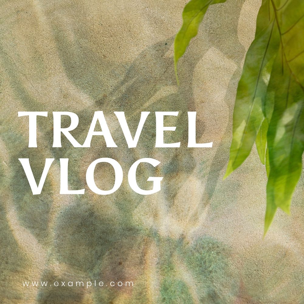 Travel vlog Instagram post template, editable text