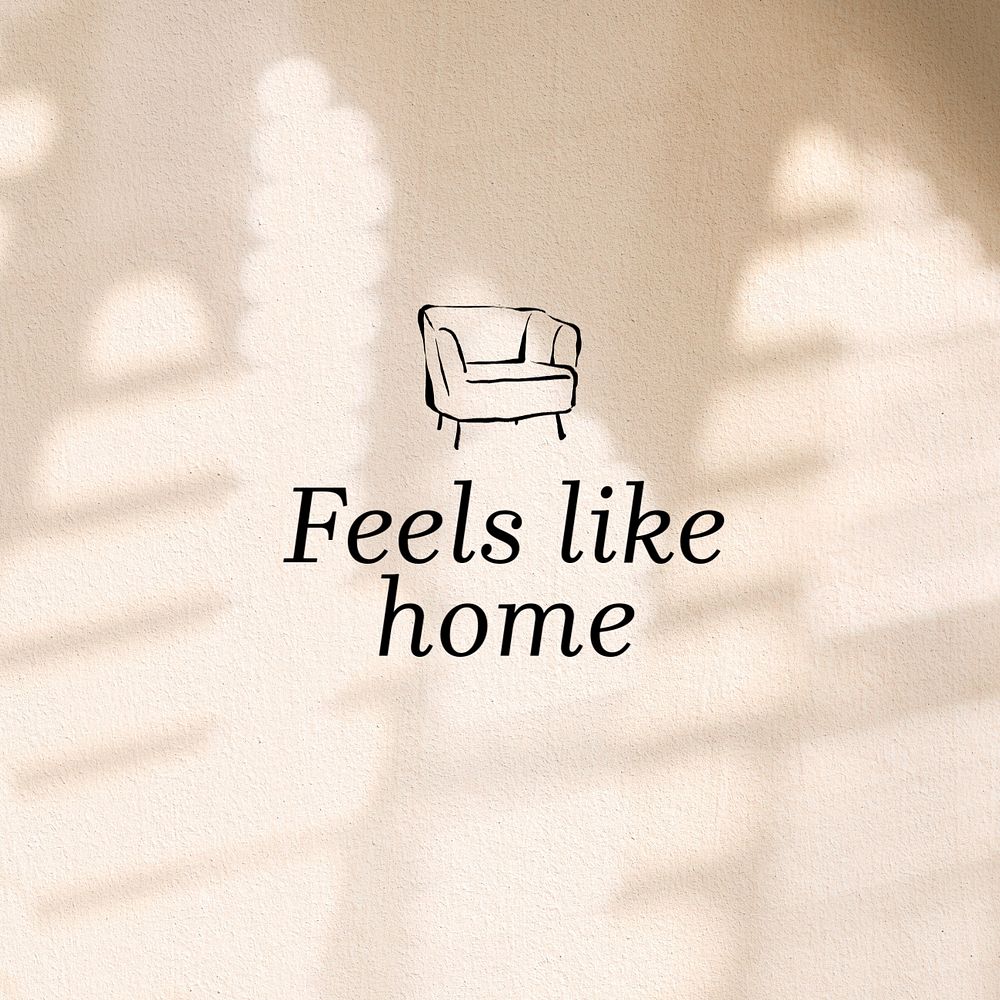 Feels like home Instagram post template, editable text