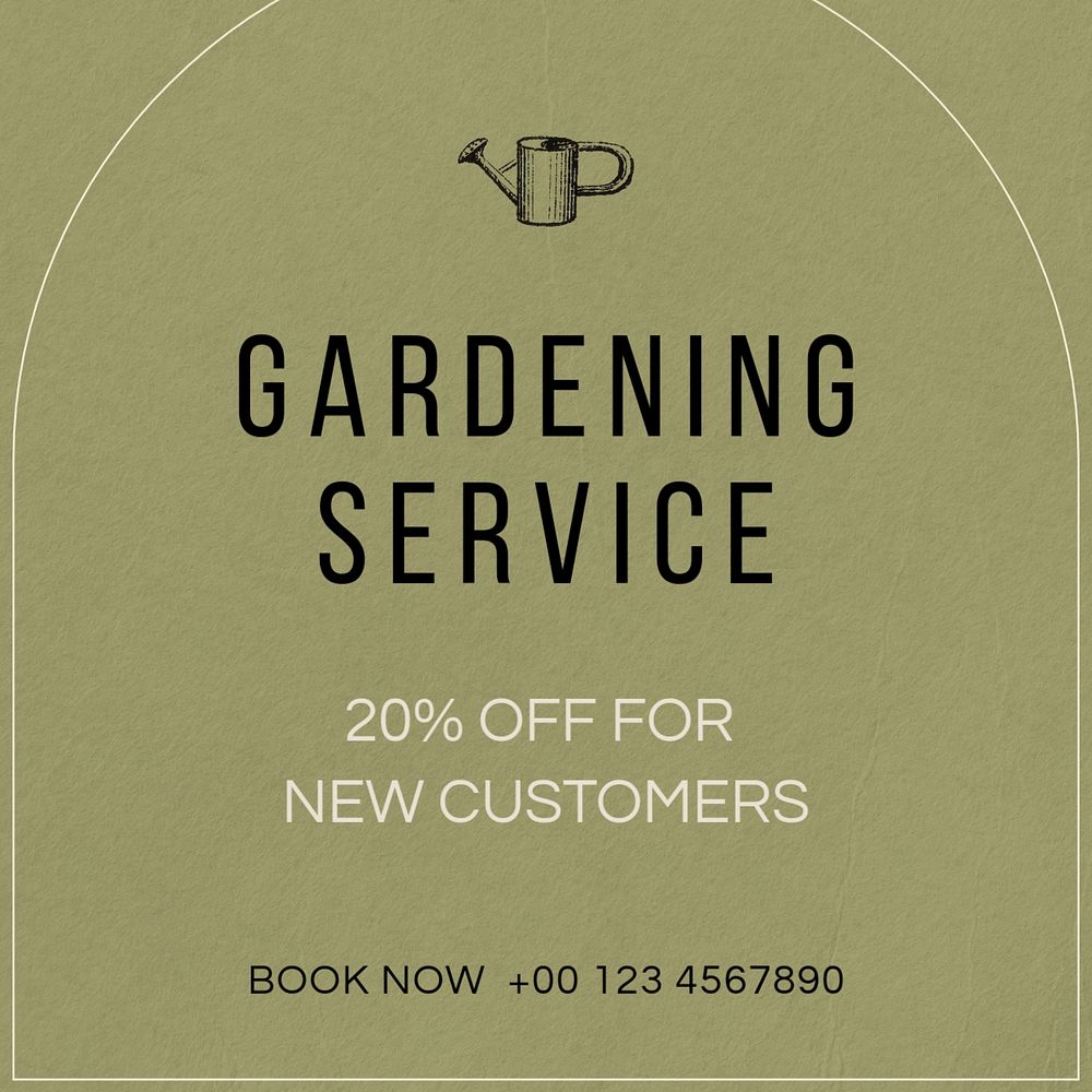 Gardening service Instagram post template, editable design