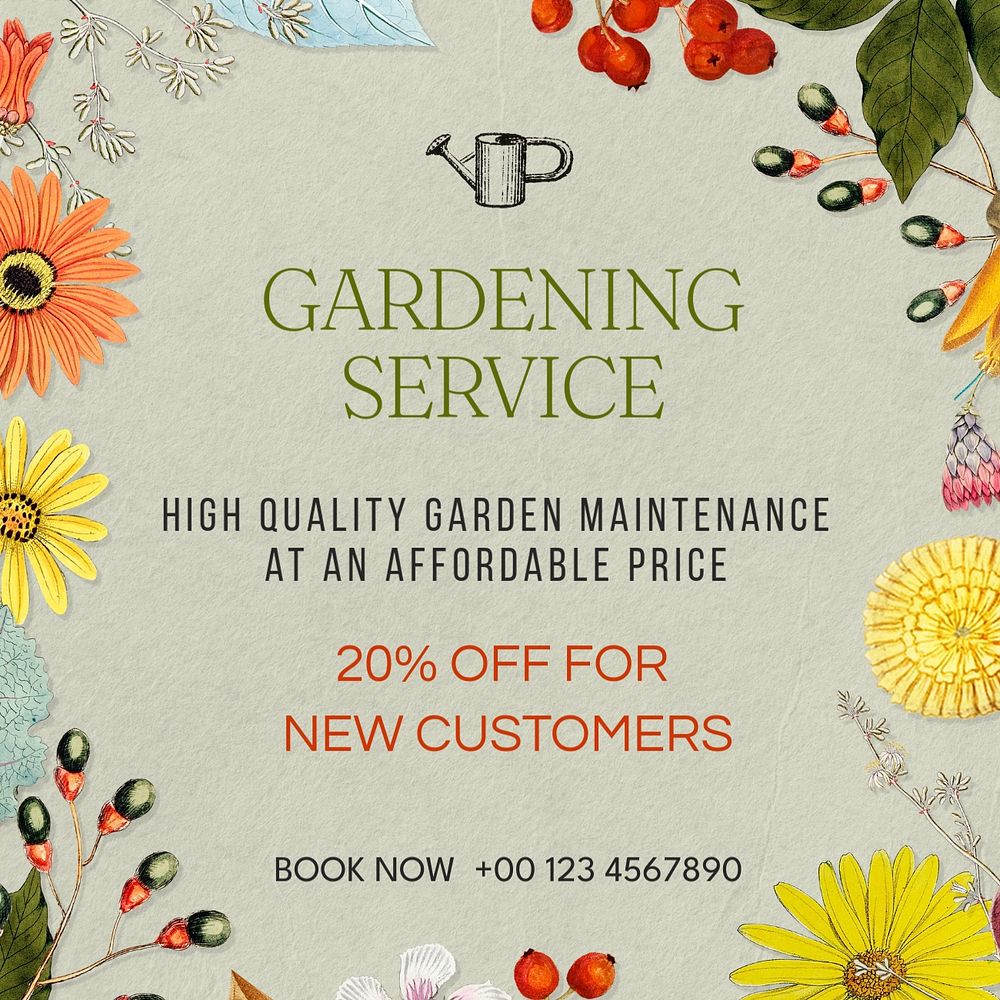 Gardening service template for Instagram post