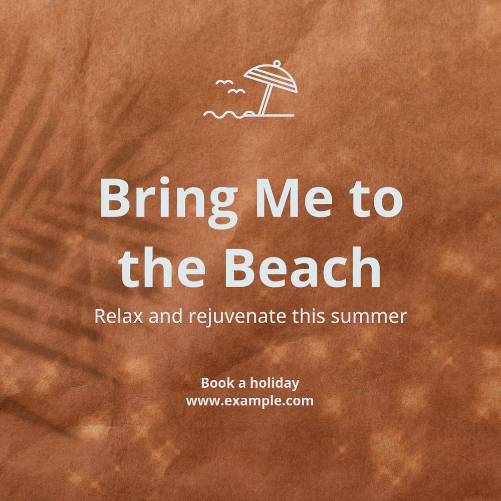 Beach travel Instagram post template, editable text