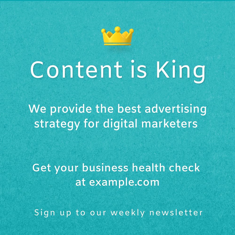 Content is king Instagram post template, editable text