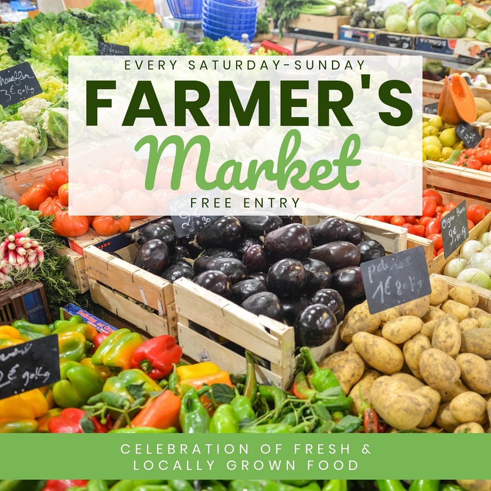 Farmers market Instagram post template, editable social media design